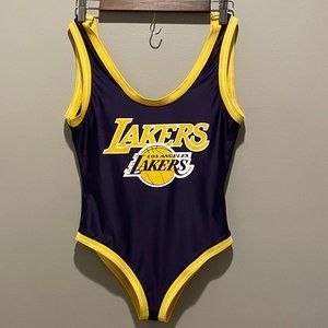 COPY - Los Angeles Lakers NBA Womens Bodysuit Purple Sleeveless Skinsuit sz M N…